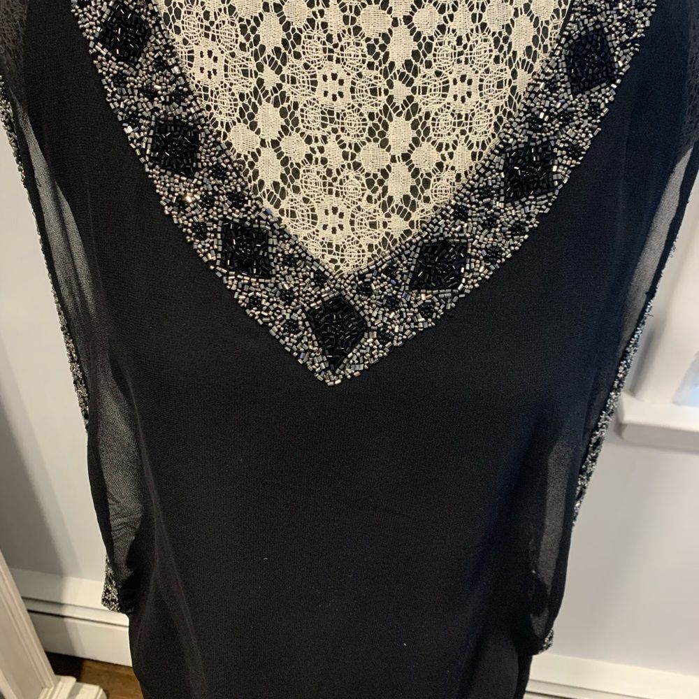 J Kara Black Sheath Mini Dress V-Neck Sleeveless Cocktail